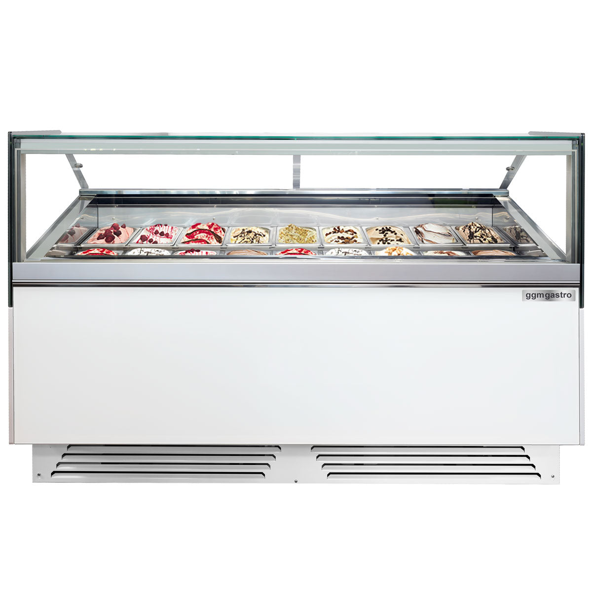 Ice cream display case - 1.2 x 1.1 m - white - with LED