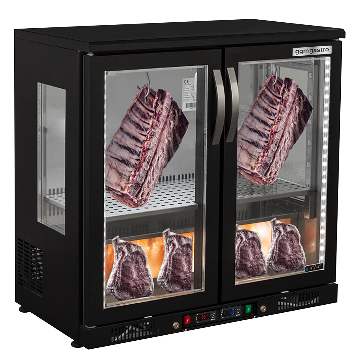 Шкаф за зреене на месо 0,92 m - с 2 стъклени врати - черно