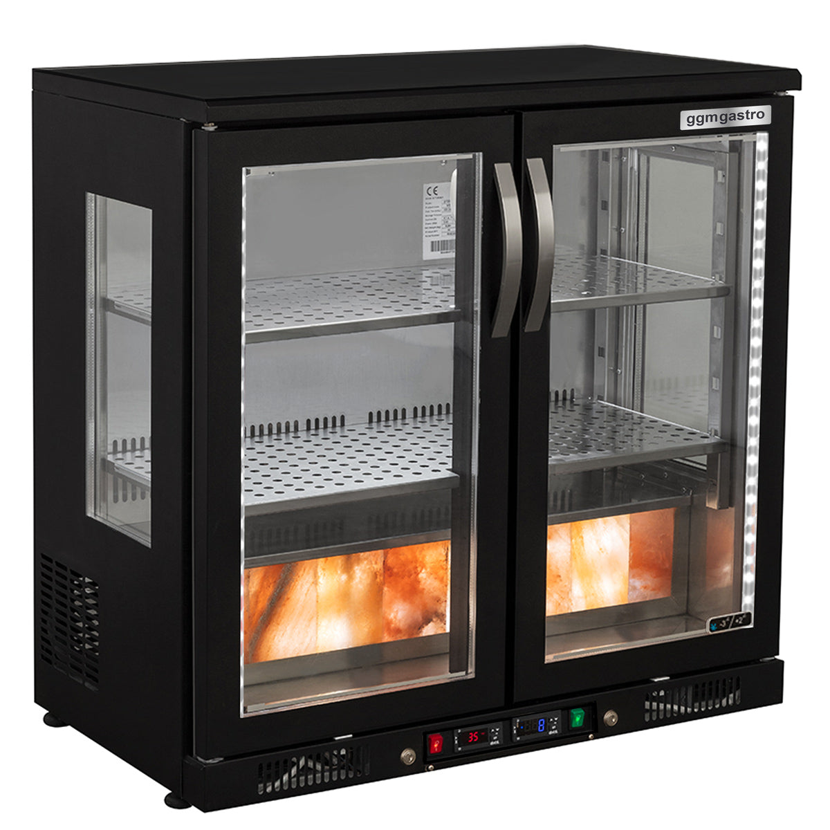 Meat aging cabinet 0.92 m - with 2 glass doors - black