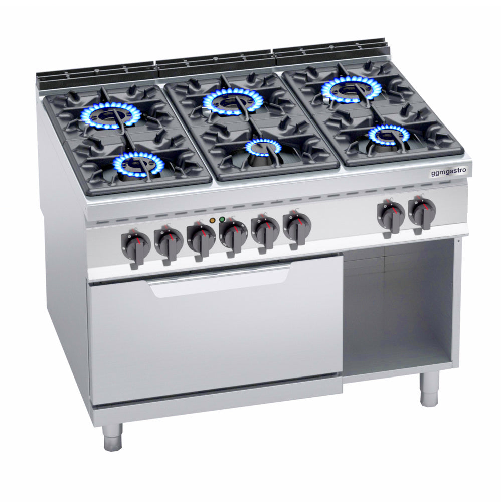 Gas stove 6x hotplate (53.5 kW) + electric static oven (7.5 kW)