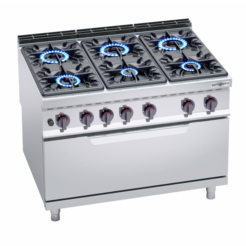 Gas stove 6x hotplates (53.5 kW) + gas oven (12 kW)