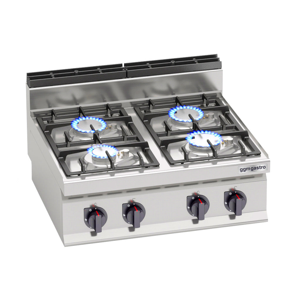 Gas stove 4x hotplate (21.5 kW) with pilot flame