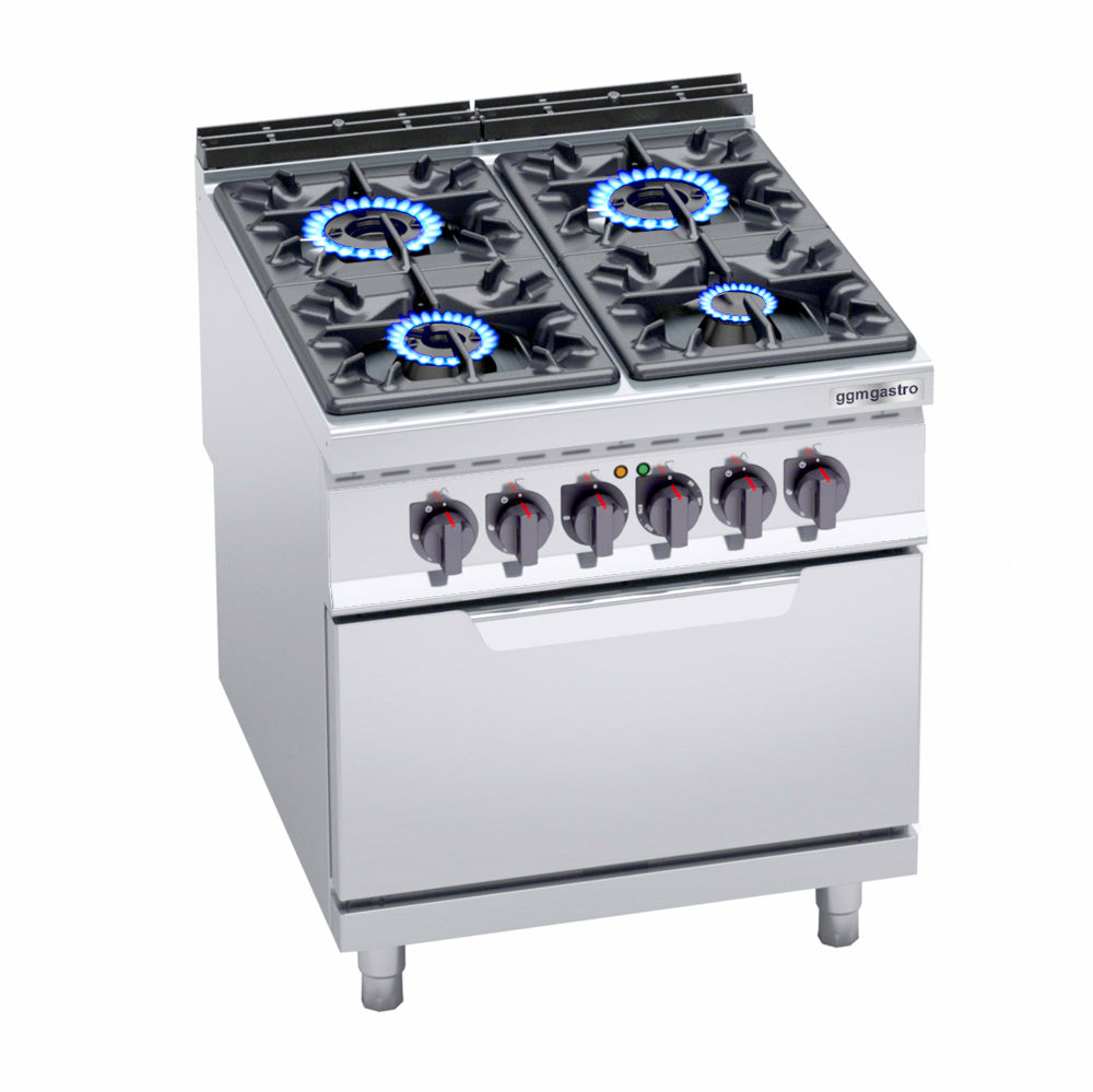 Gas stove 4x hotplate (34.5 kW) + electric static oven (7.5 kW)