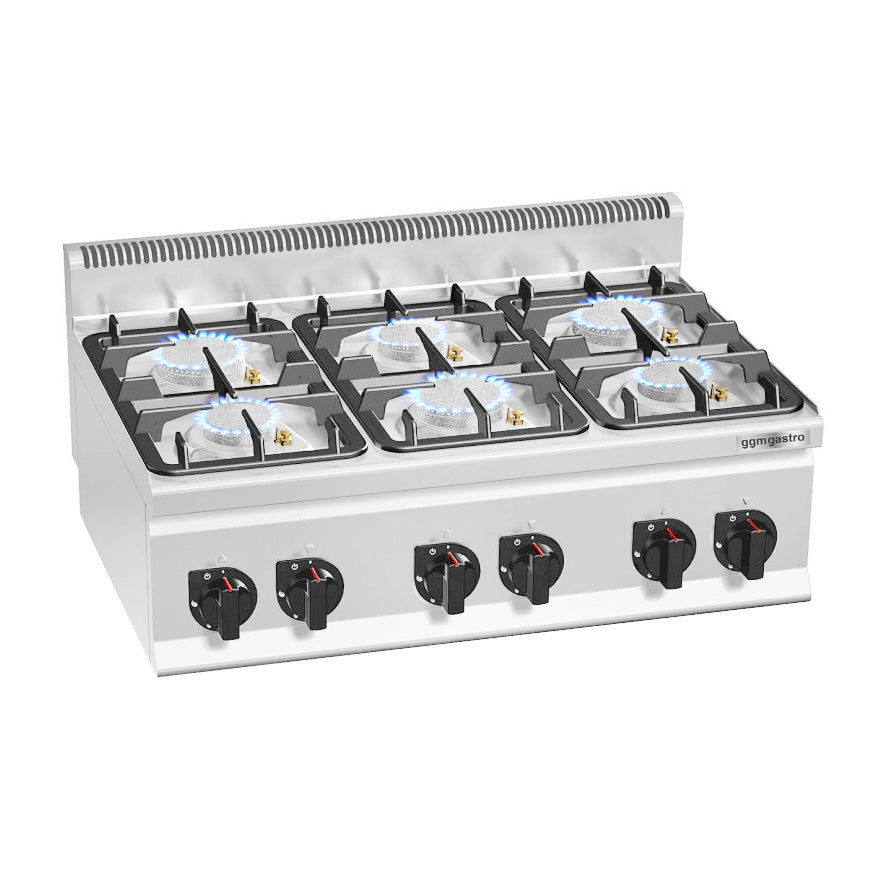 Gas stove 6x burner (28.5 kW) with pilot flame