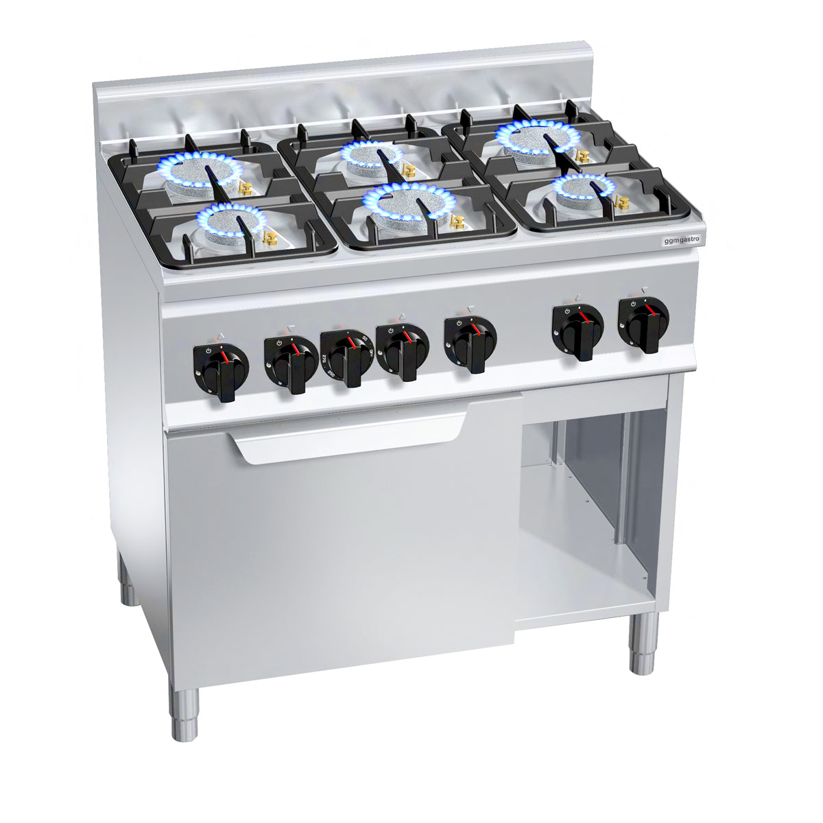 Gas stove 6x hotplate (28.5 kW) + electric convection oven (3 kW)