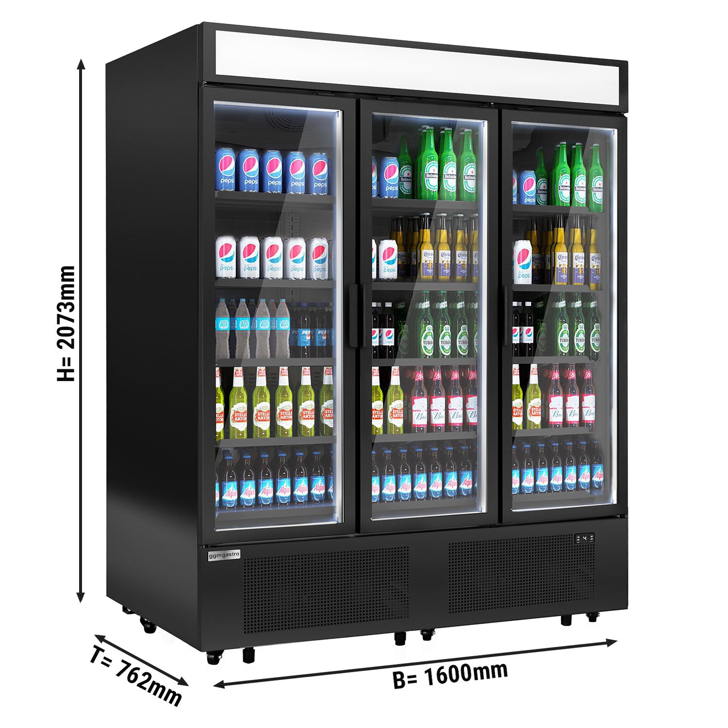 Beverage refrigerator - 1325 liters - with 3 glass doors