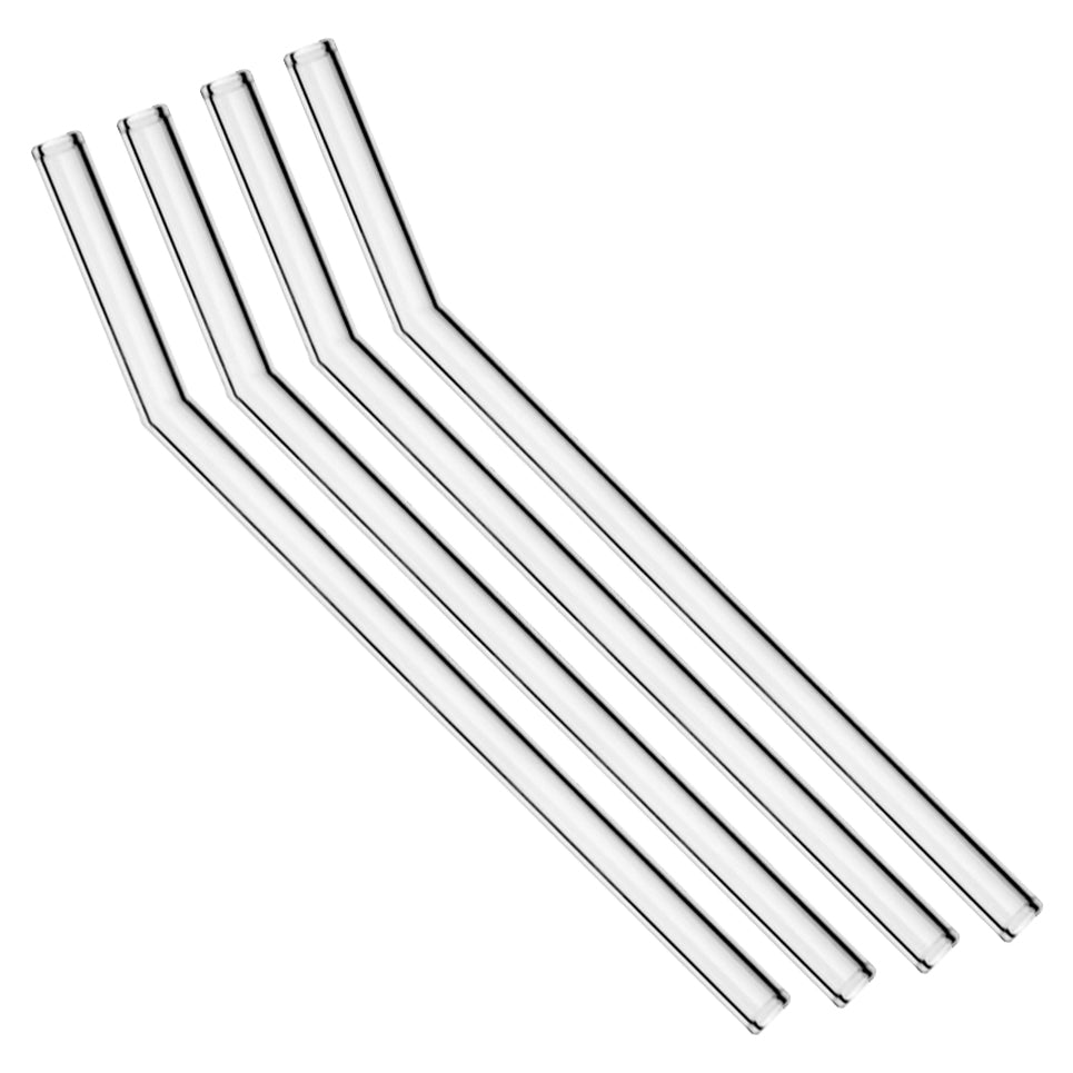 (36 pieces) Glass drinking straws with a bend - 23 cm - incl. Nylon cleaning brush