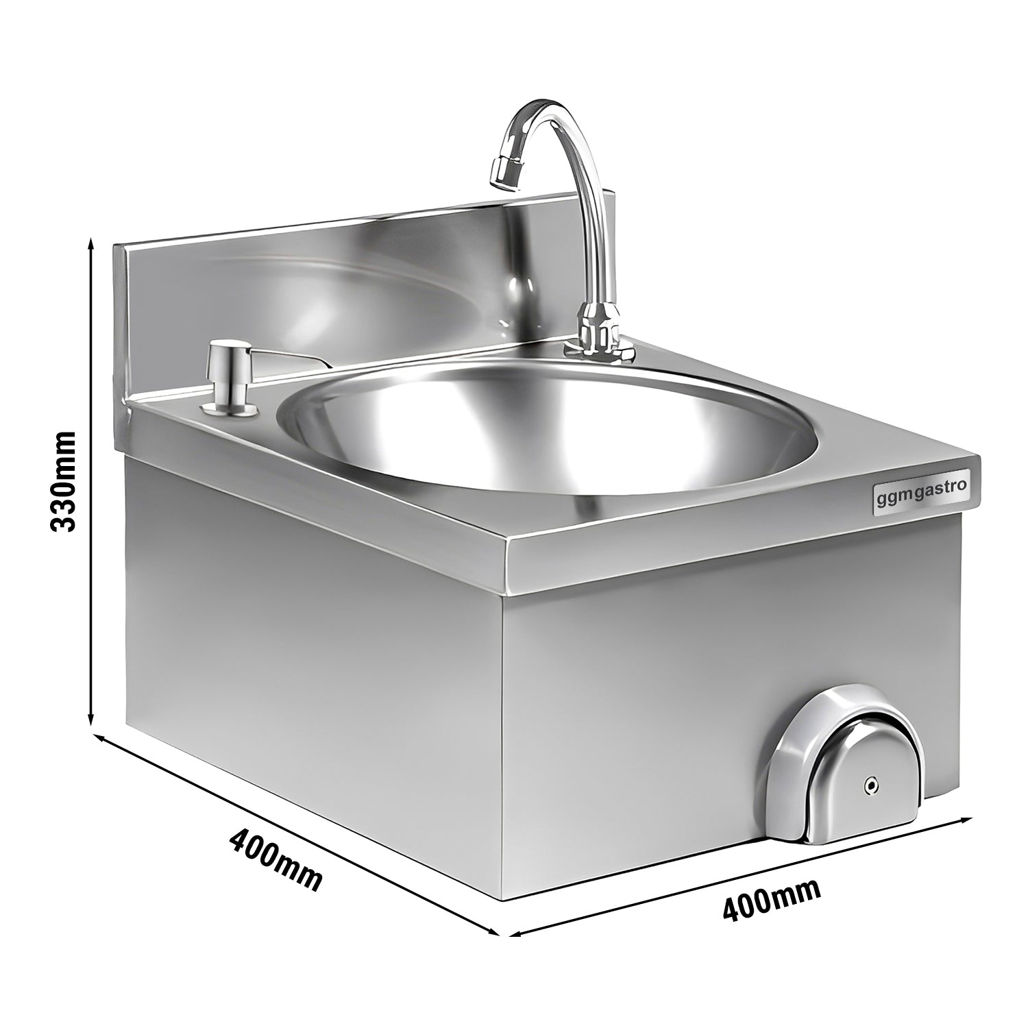 Hand wash basin - with mixer tap (cold and hot water connection) and soap dispenser