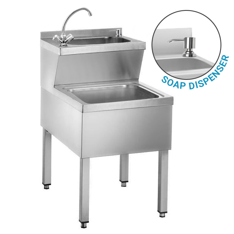 Мивка за ръчно миене - почистване и изплакване - с дозатор за сапун