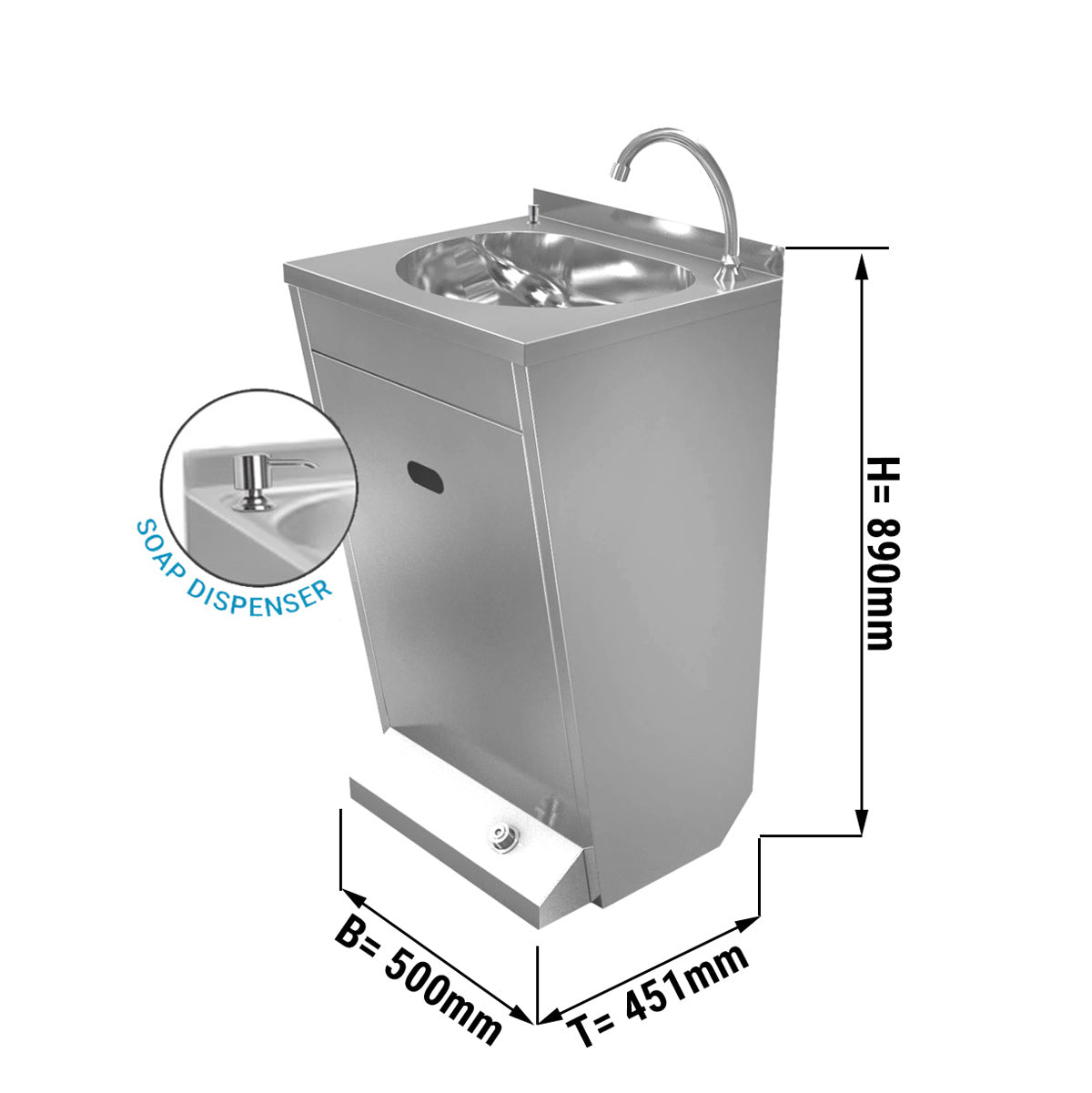 Hand basin with soap dispenser