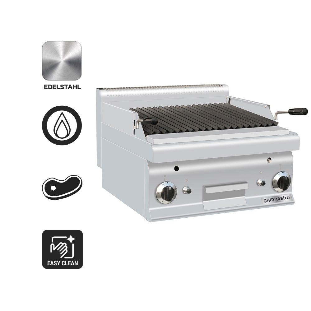 Gas grill with volcanic stones (10.6 kW) - with tilting grate