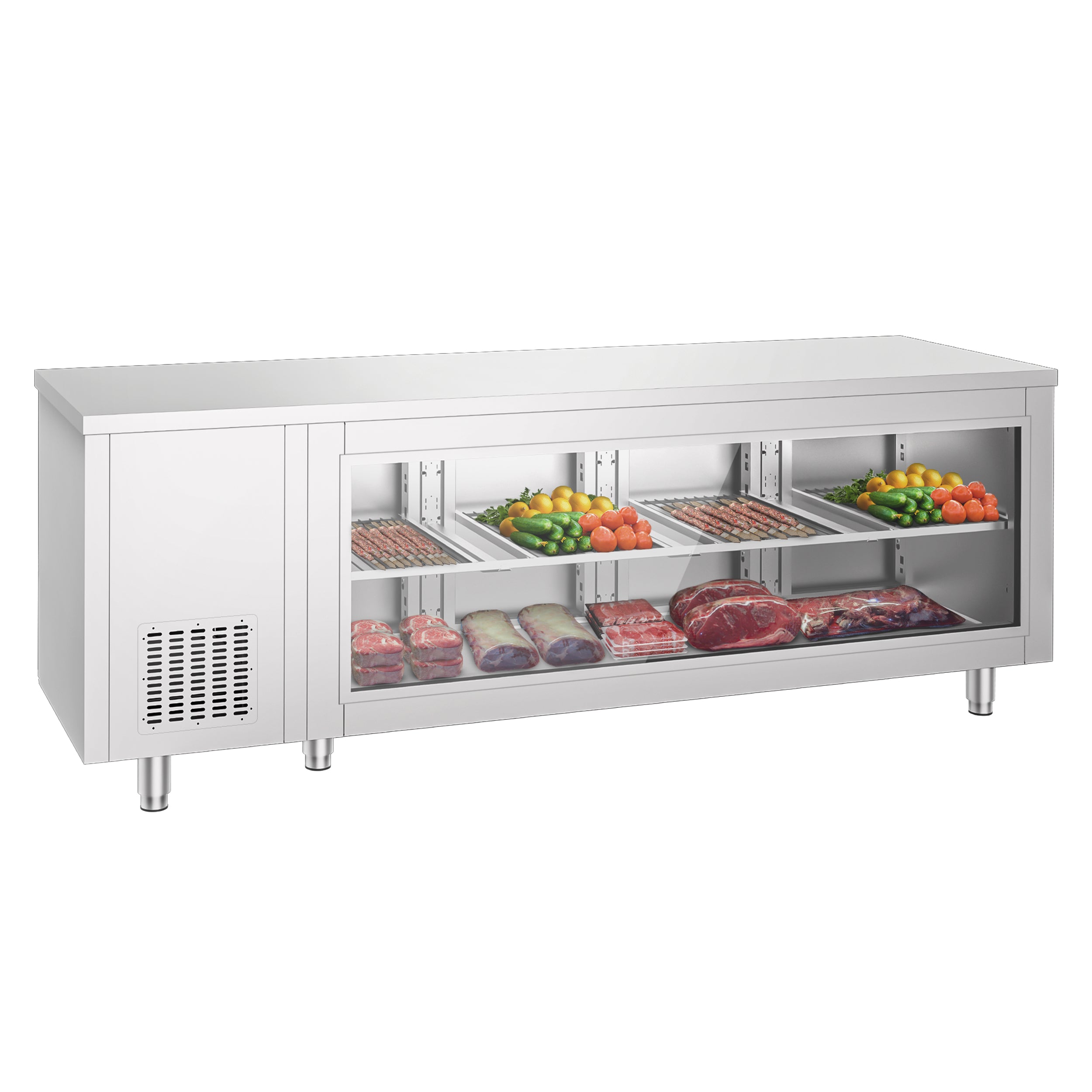 Refrigerated table with glass front - 2.3 x 0.7 m