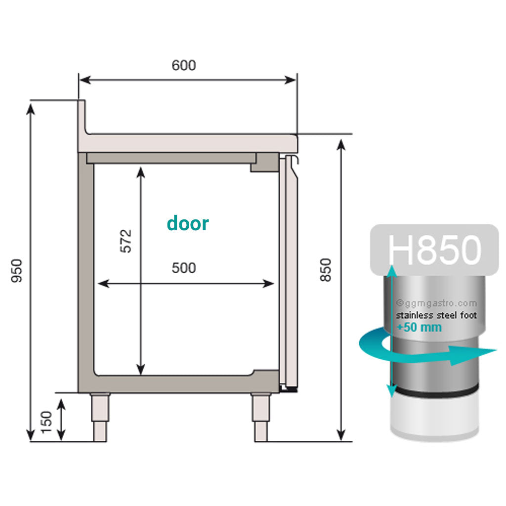 Refrigerator table - with 2 doors