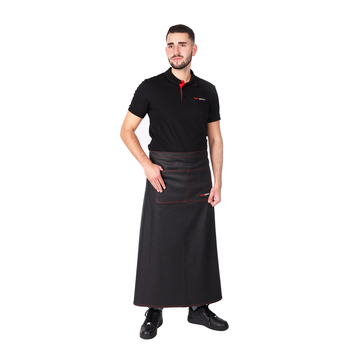 (2 pieces) Clear apron - long - jeans look black