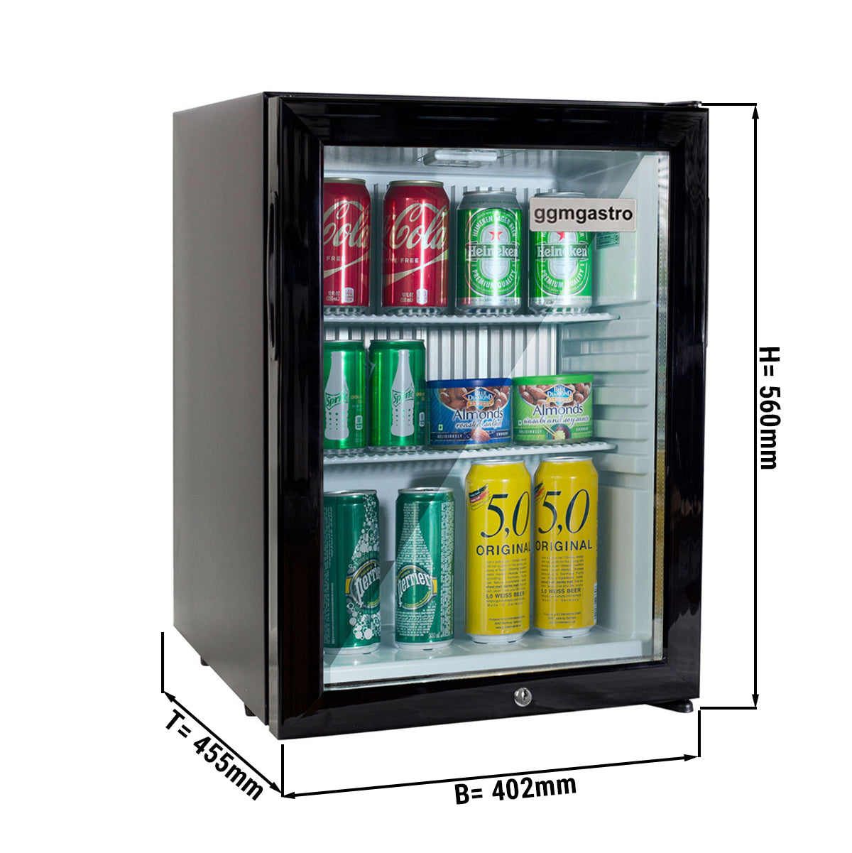 Mini fridge - with 1 glass door - silent and lockable