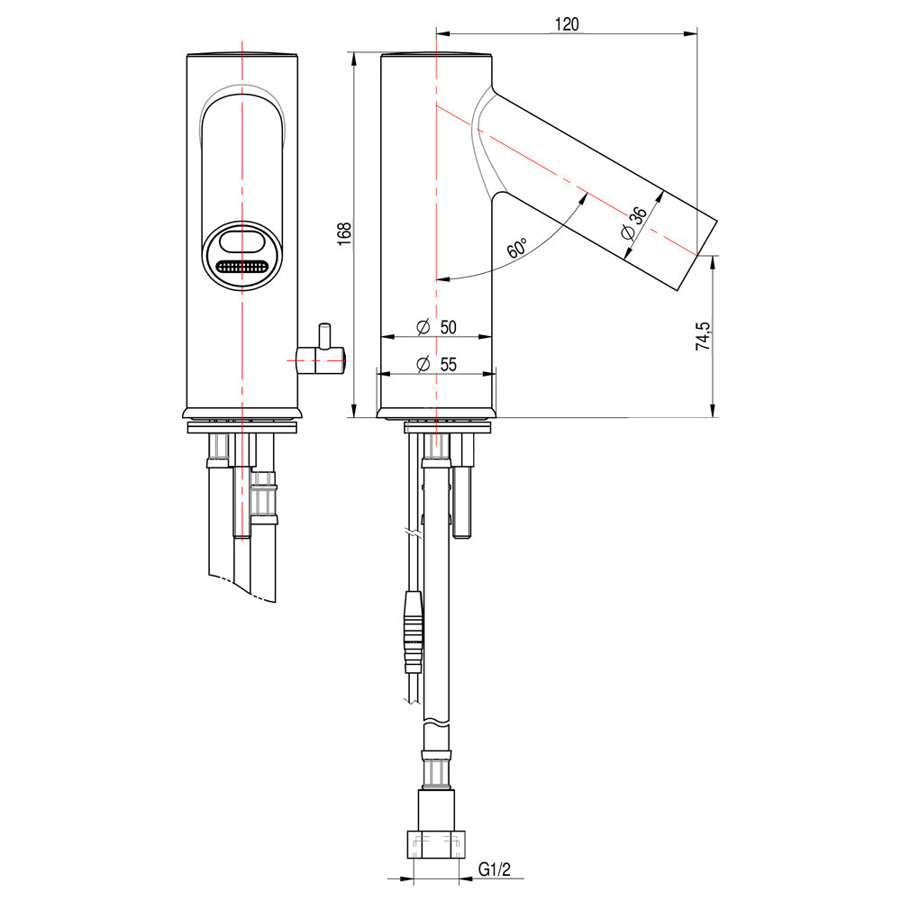 Single hole sink with infrared sensor