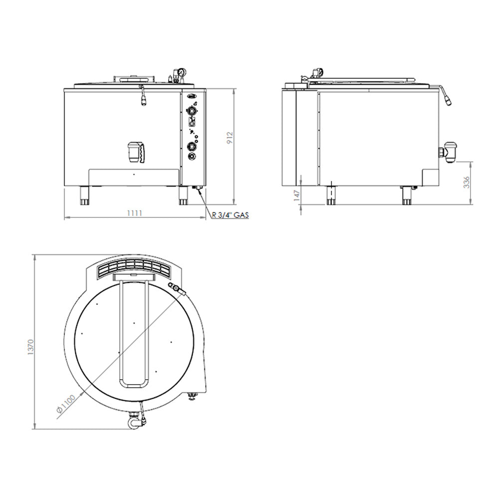 Gas kettle - 300 liters - indirect heating