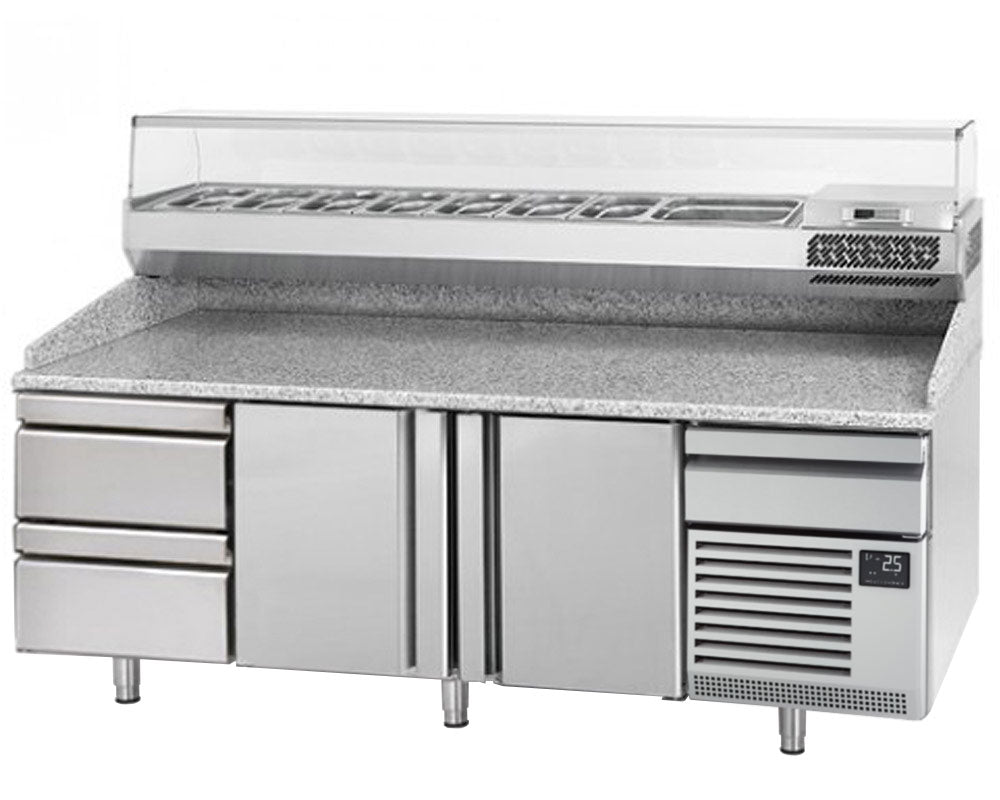 Refrigerated pizza table (EN) - with 2 doors and 2 neutral drawers 1/2