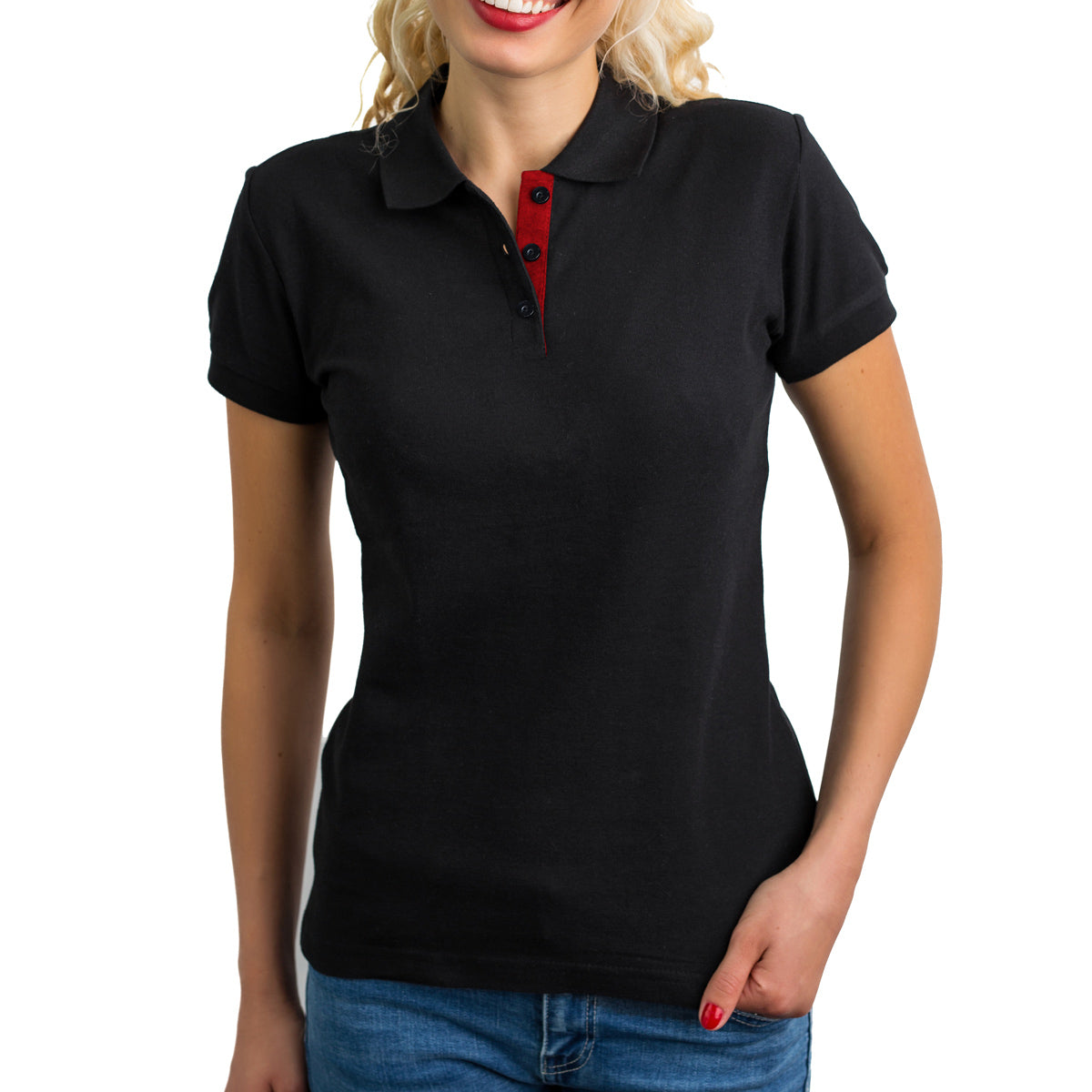 (5 pieces) WOMEN'S polo shirt - black - size: XS