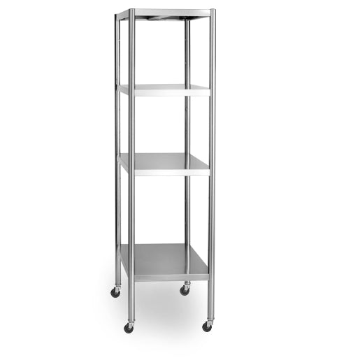 Stainless steel rack - 1.0 x 0.5 with 4 adjustable shelves, with 4 wheels included