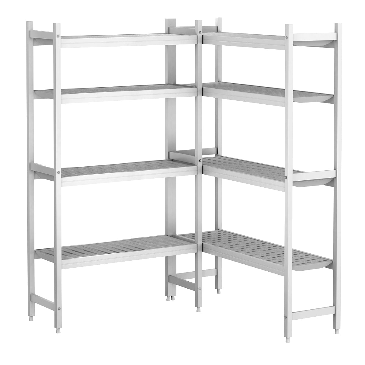 Shelving set aluminum - L-shaped - depth: 360 mm