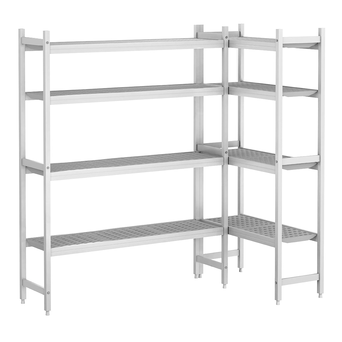 Shelving set aluminum (anodized) - L-shaped - depth: 360 mm