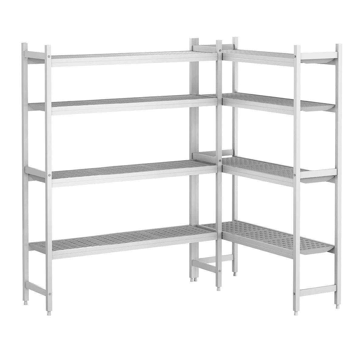 Shelving set aluminum - L-shaped - depth: 360 mm