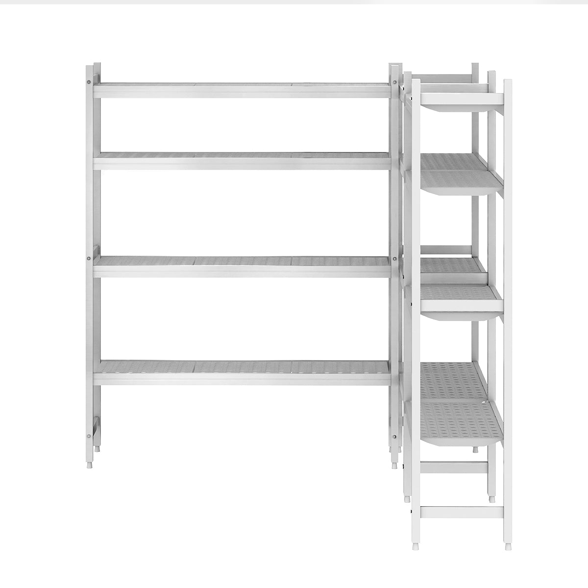 Shelving set aluminum (anodized) - L-shaped on the right - depth: 360 mm