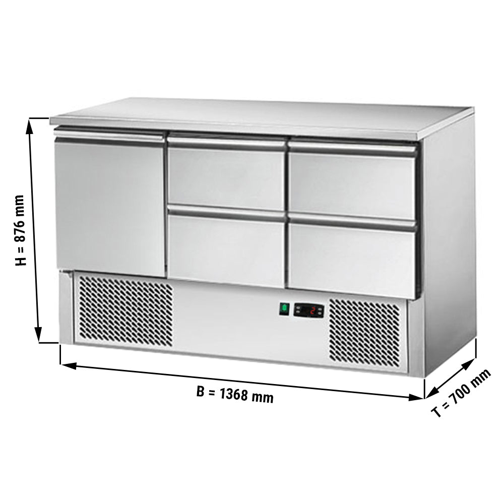 Саладета / Хладилна маса ECO - 1,37 x 0,7 m - с 1 врата и 4 чекмеджета 1/2