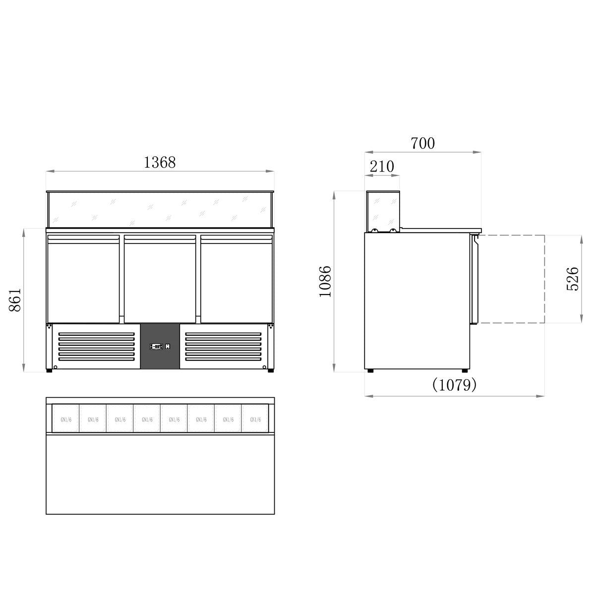 Саладета PREMIUM - 1,36 x 0,7 m - с 3 врати