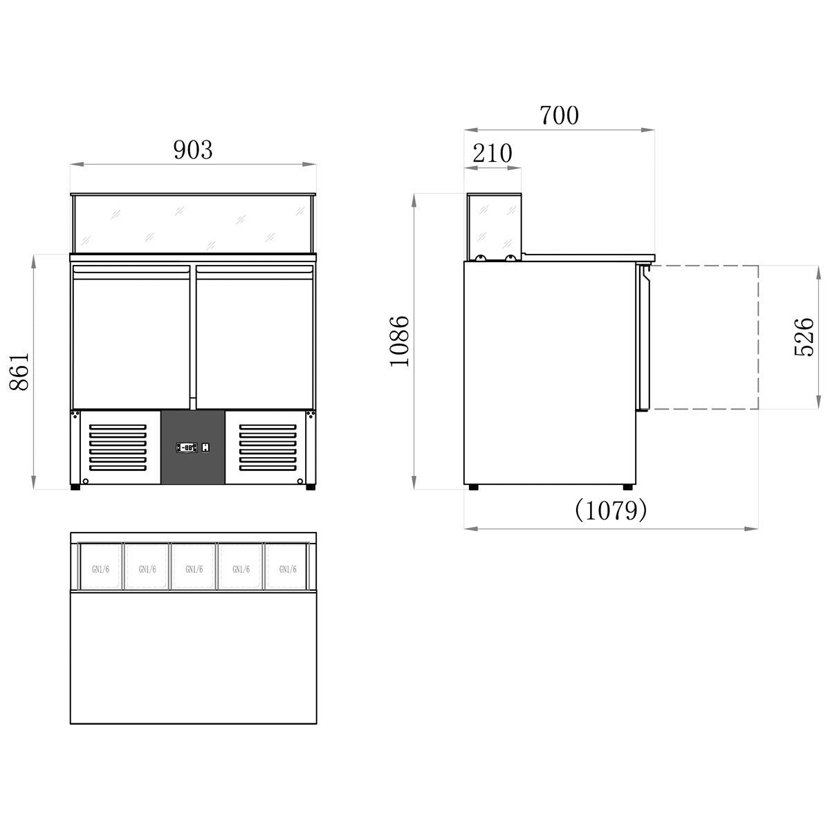 Саладета / PREMIUM - 0,9 x 0,7 m - с  2 врати