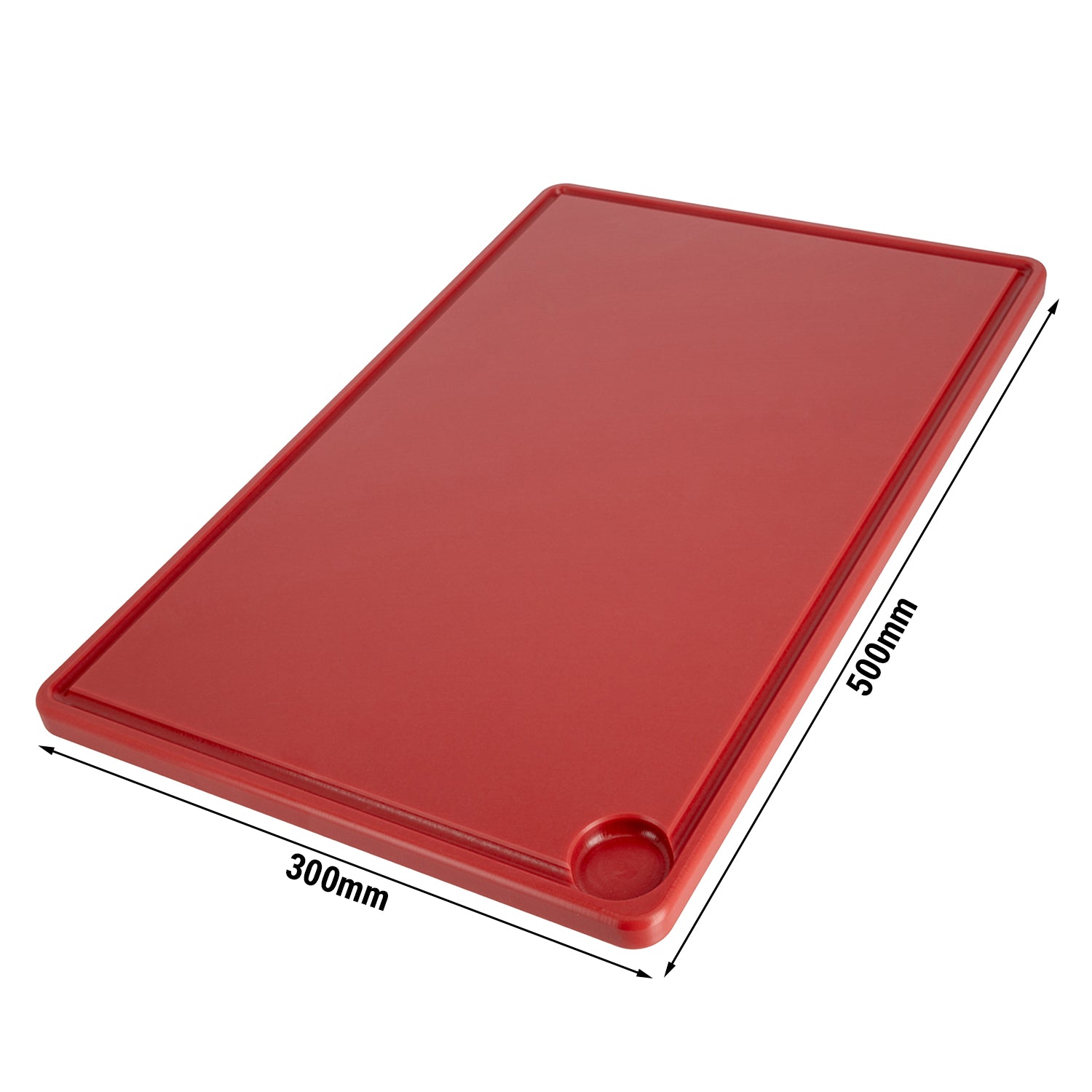 Cutting board with juice groove - 30 x 50 cm - red