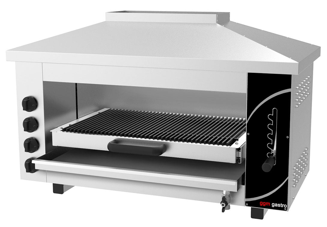 Salamander with 4 burners and water bath - 1.02 m | Gratinator | toaster | rear grill | Gas | gastronomy