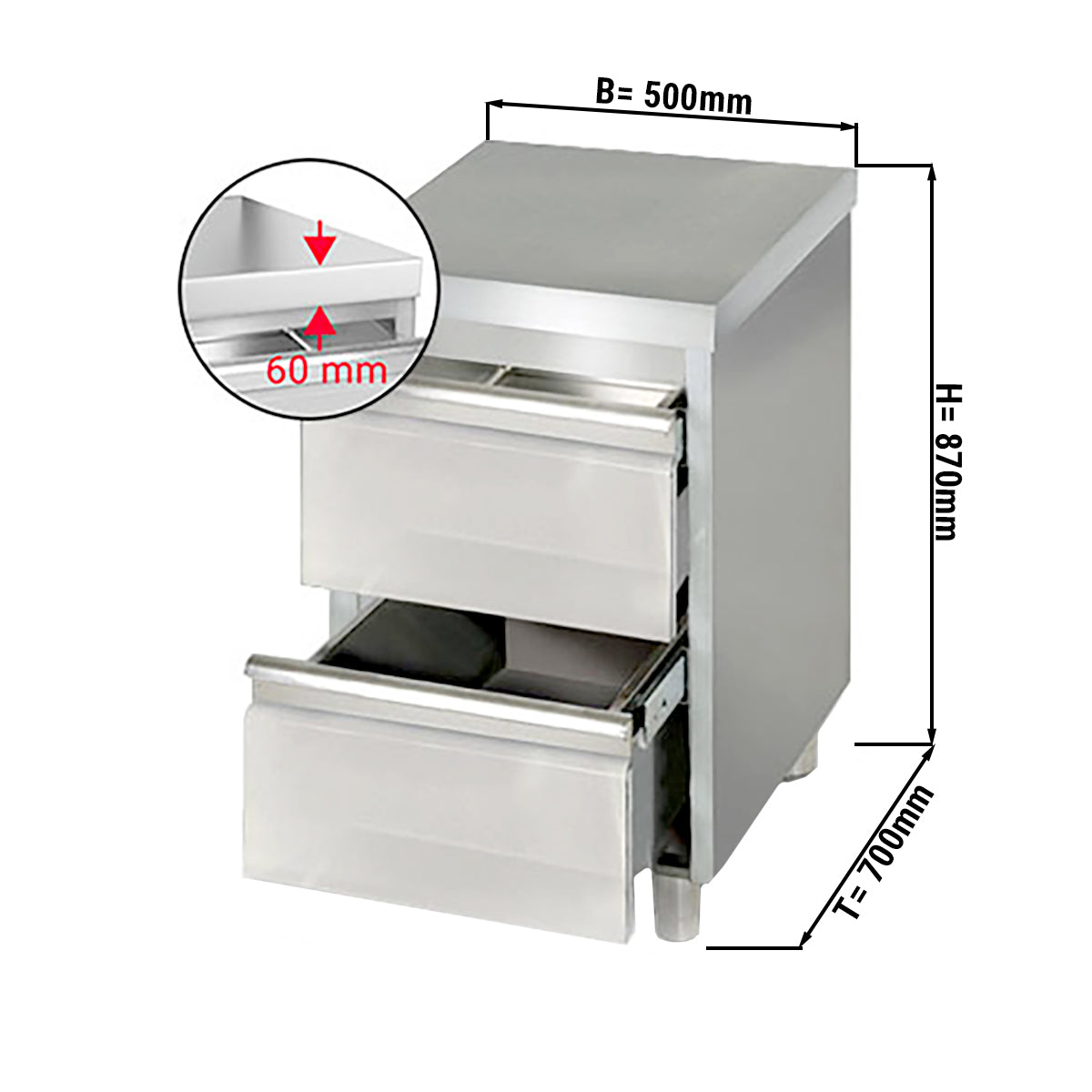 Cabinet with drawers PREMIUM 0.5 m - with 2 drawers