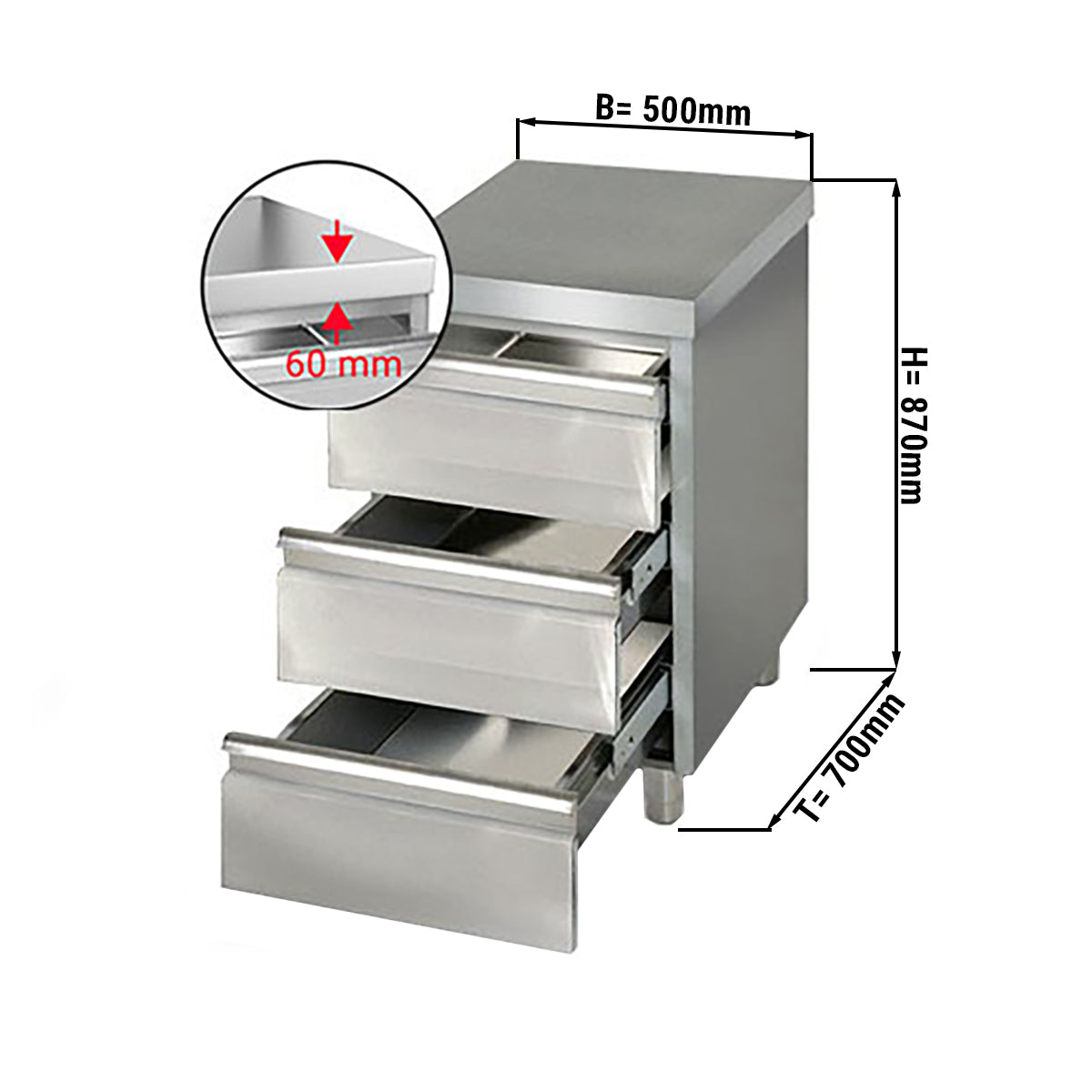 Шкаф с чекмеджета PREMIUM 0,5 м - с 3 чекмеджета