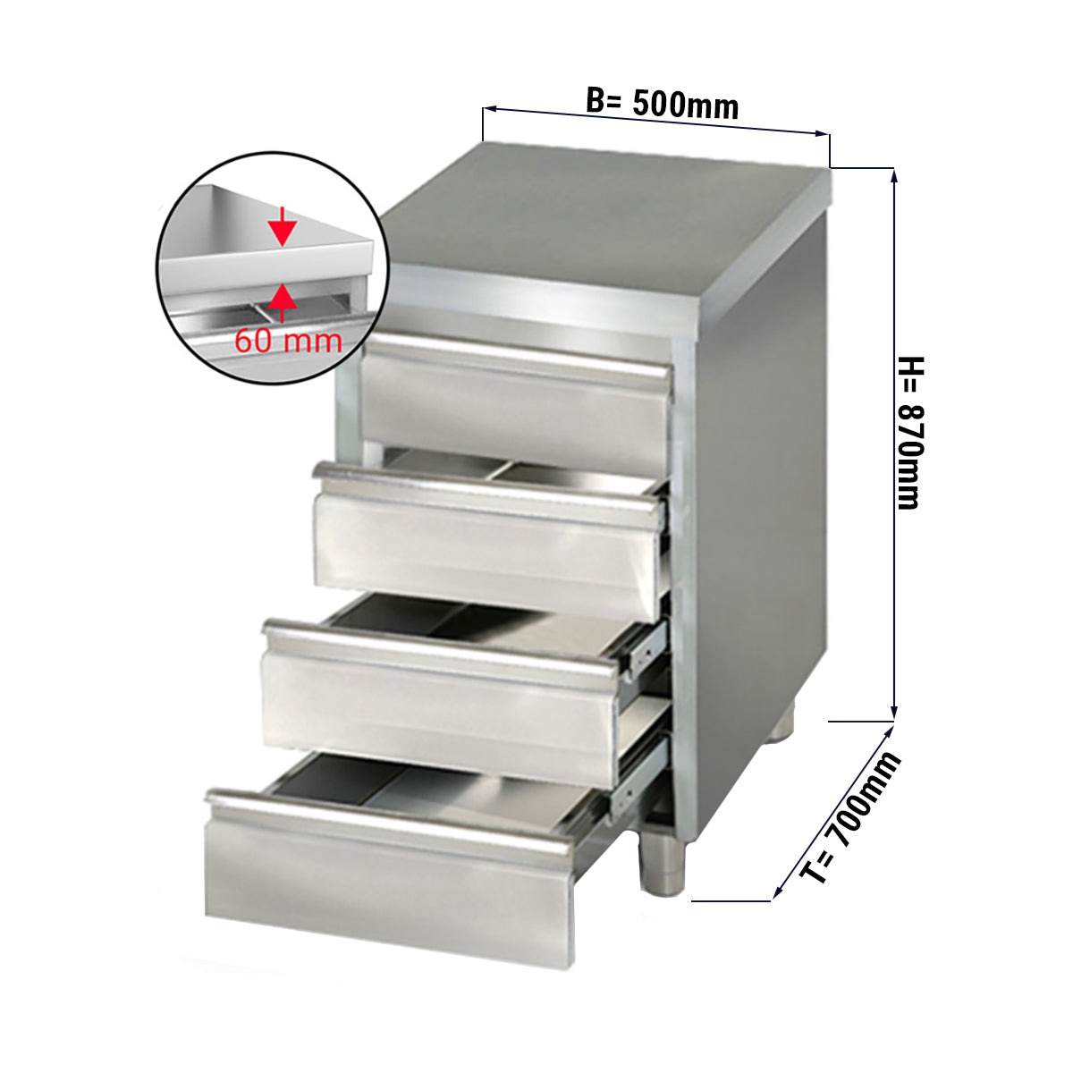 Cabinet with drawers PREMIUM 0.5 m - with 4 drawers