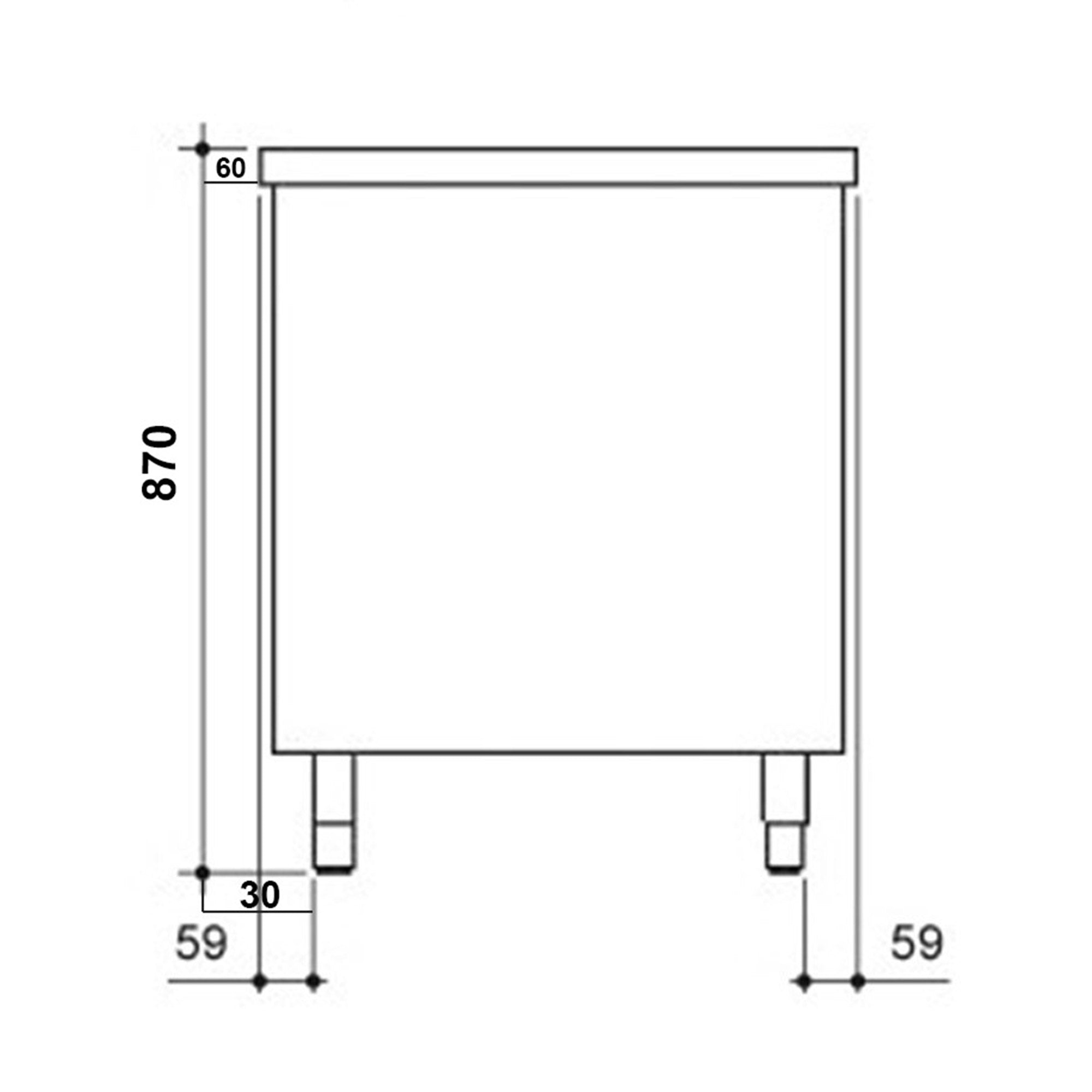 Stainless steel work cabinet - 2.0 m - with sliding door