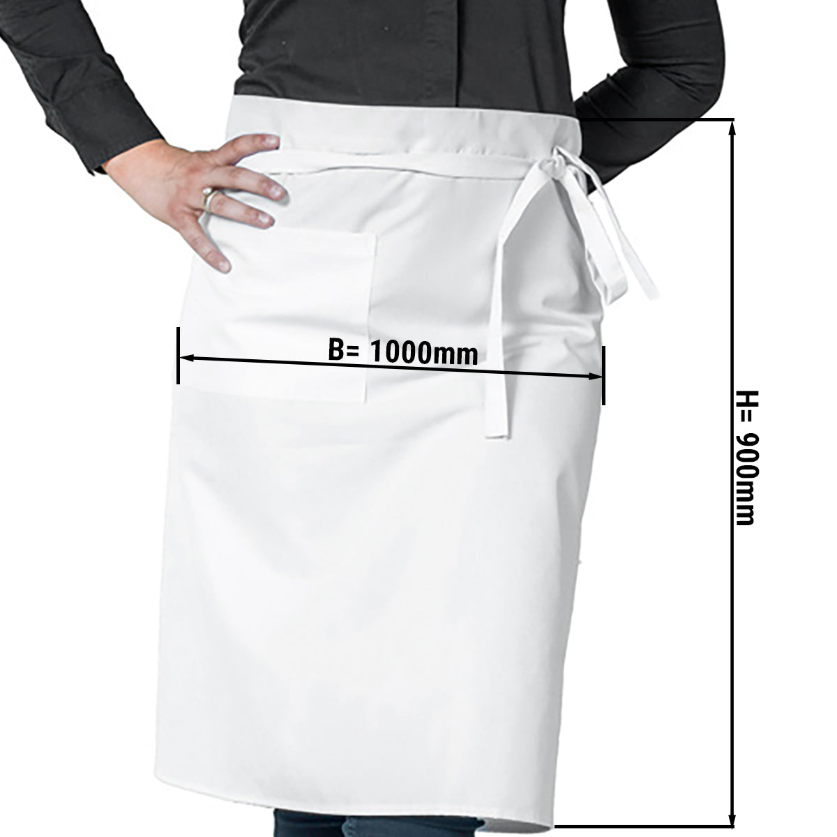 Bistro aprons, color white, length 90 cm, set of 5 pcs.