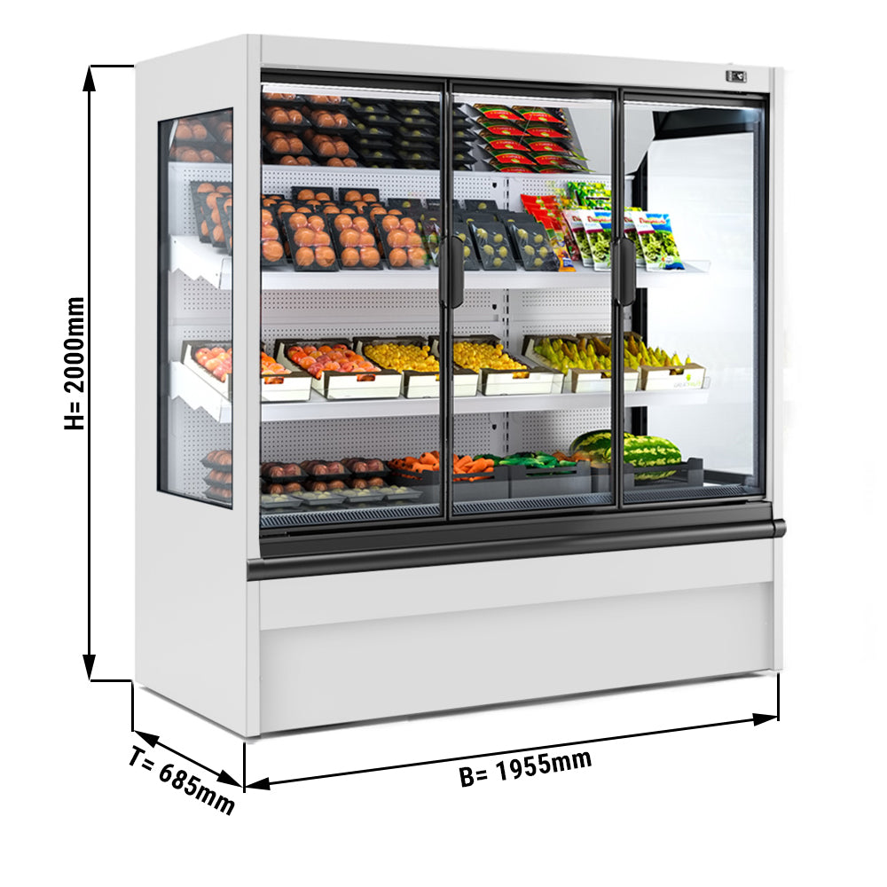 Wall cooling shelf white - 1.96 x 0.68 m - with 2 shelves and mirror