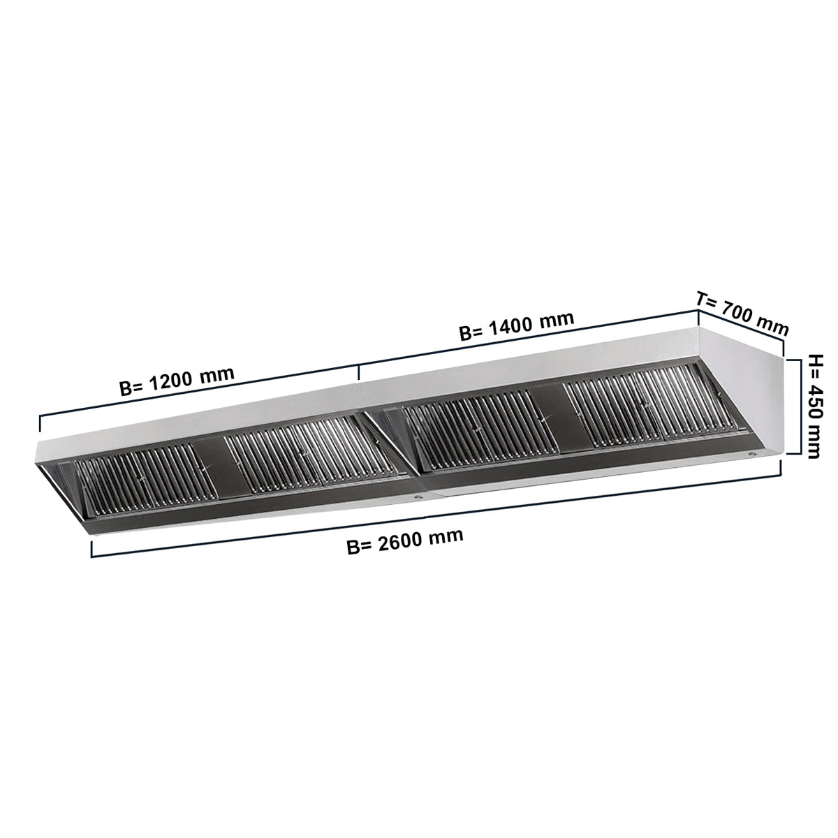 Wall absorber 2.6 m - with filter and lamp