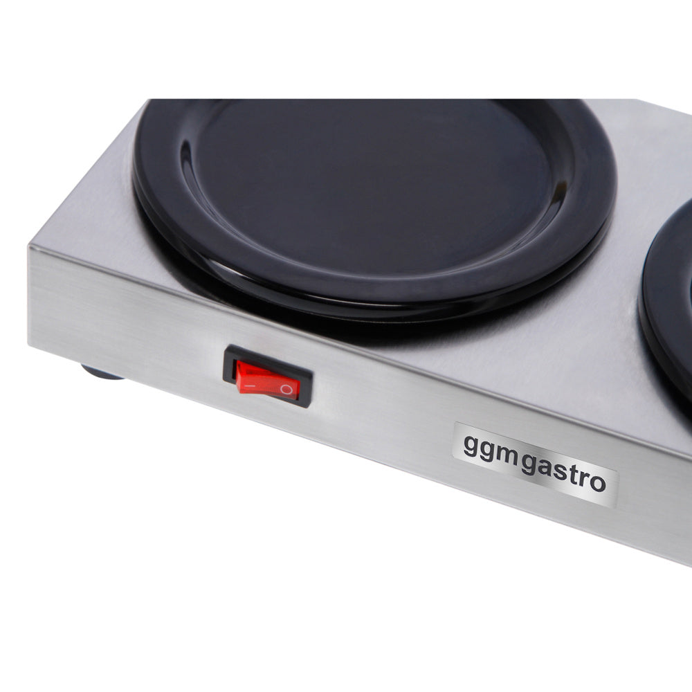 Double heating plate for coffee or tea