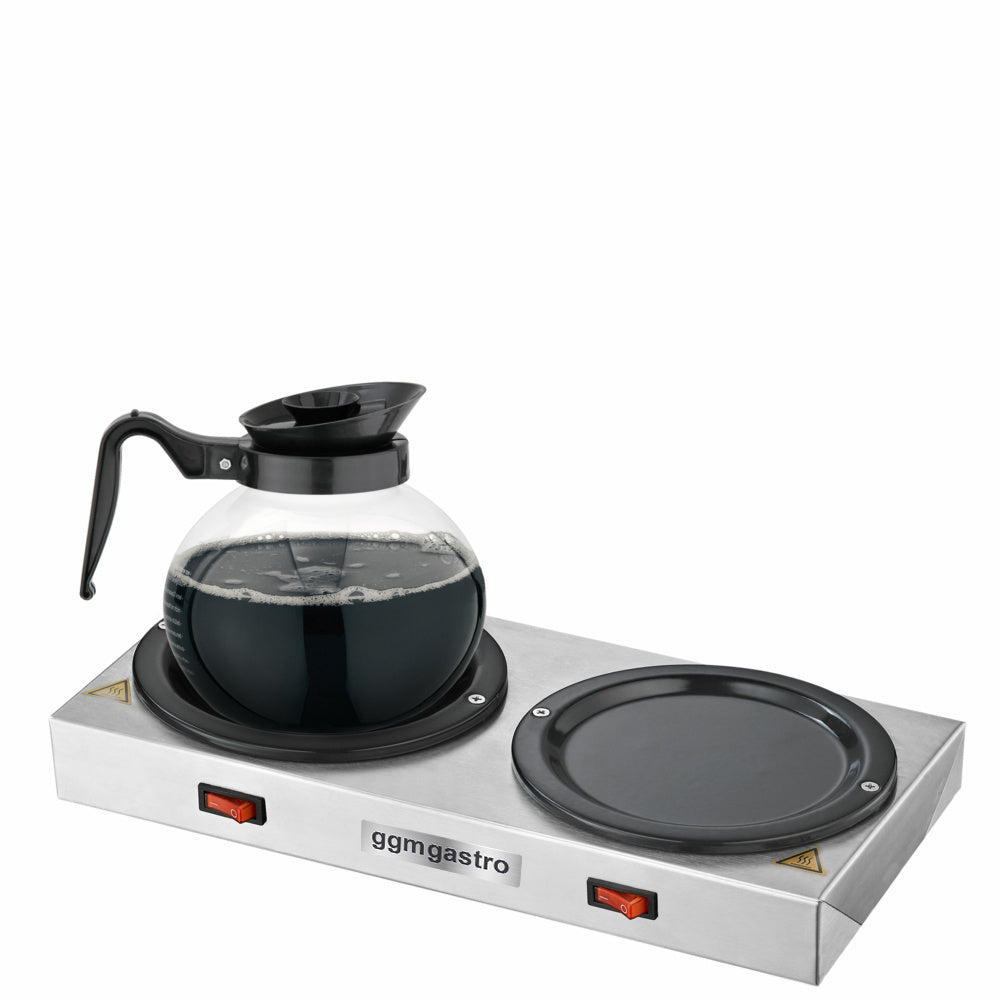 Double heating plate for coffee or tea