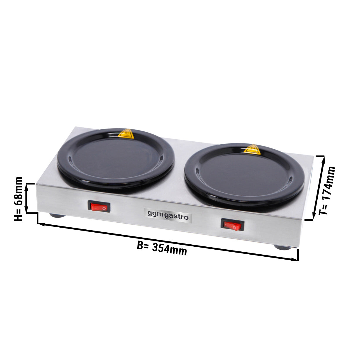 Double heating plate for coffee or tea